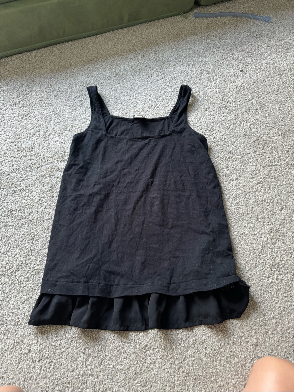 J. Crew Black Cotton Square Neck Tank Top